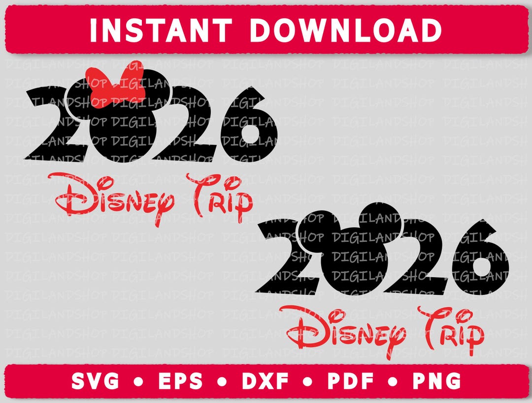 Disney Trip 2026 SVG Bundle | Mickey, Minnie Clipart (digital