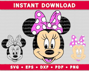 Minnie Mouse Head SVG | Disney Cut Files for Cricut (Digital Download)