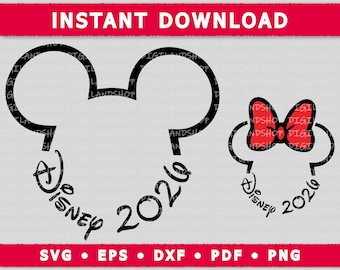 Paquete SVG de viaje a Disney de Minnie y Mickey en 2026 (descarga digital)
