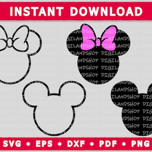 Mickey and Minnie Inspired SVG Bundle | Disneyland Shirt SVG | Disneyland Cricut SVG File | Mickey Minnie Mouse Outline png dxf pdf eps
