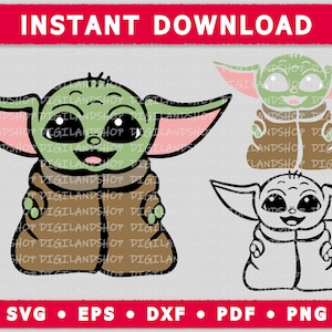 Baby Yoda Grogu Mandalorian Bundle Layered SVG Cricut Cut Files | Digital Vector | Star Wars Clipart Silhouette png pdf eps dxf the child