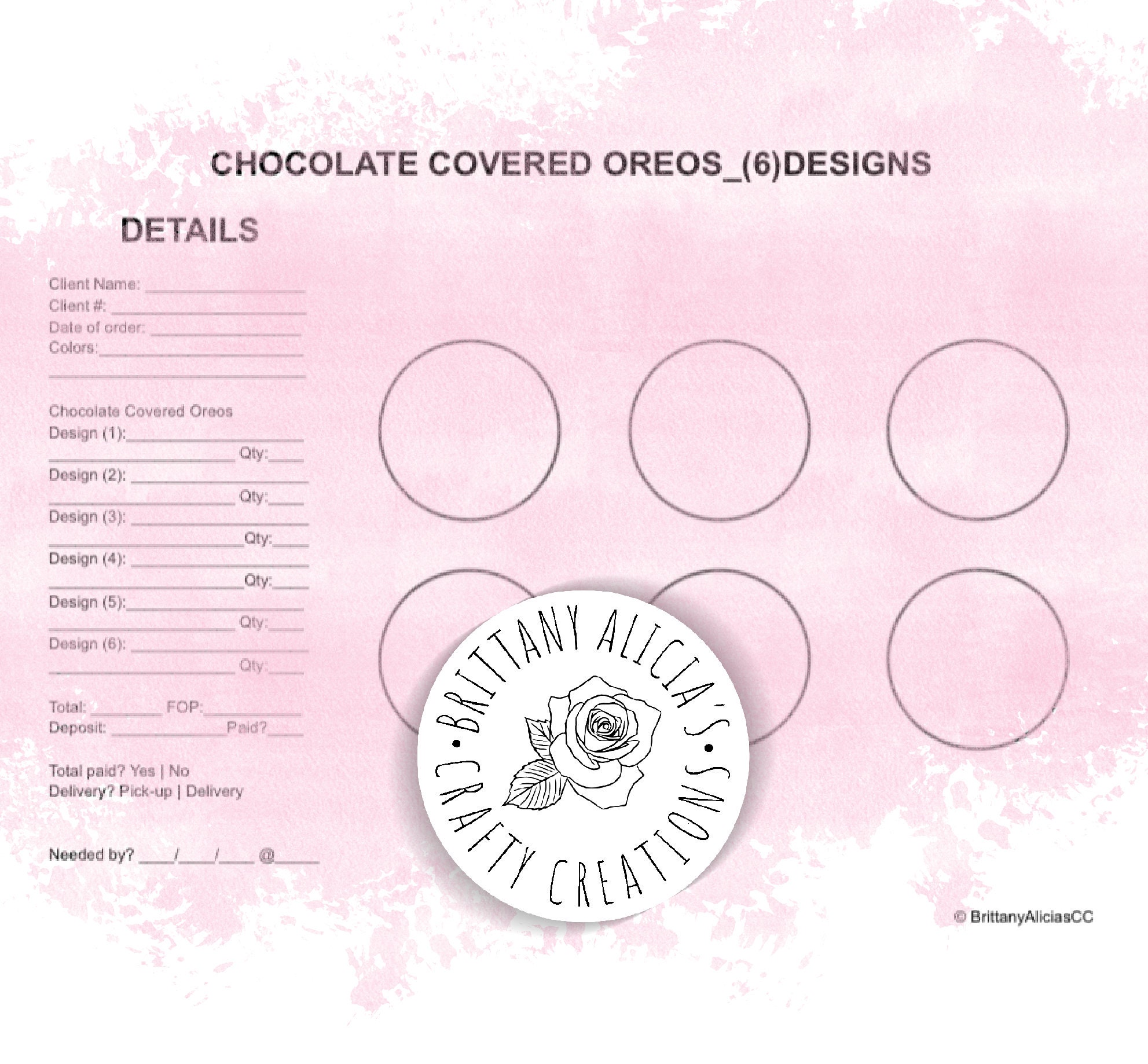 OREO TEMPLATE chocolate Treats Order Form Etsy OREO TEMPLATE chocolate Treats Order Form Etsy