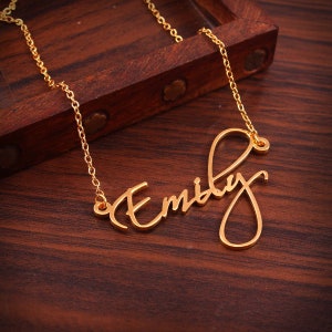 Collar con nombre, joyería personalizada con nombre en inglés, collar de oro personalizado, joyería de collar personalizada de oro de 24 k, joyería exclusiva activa
