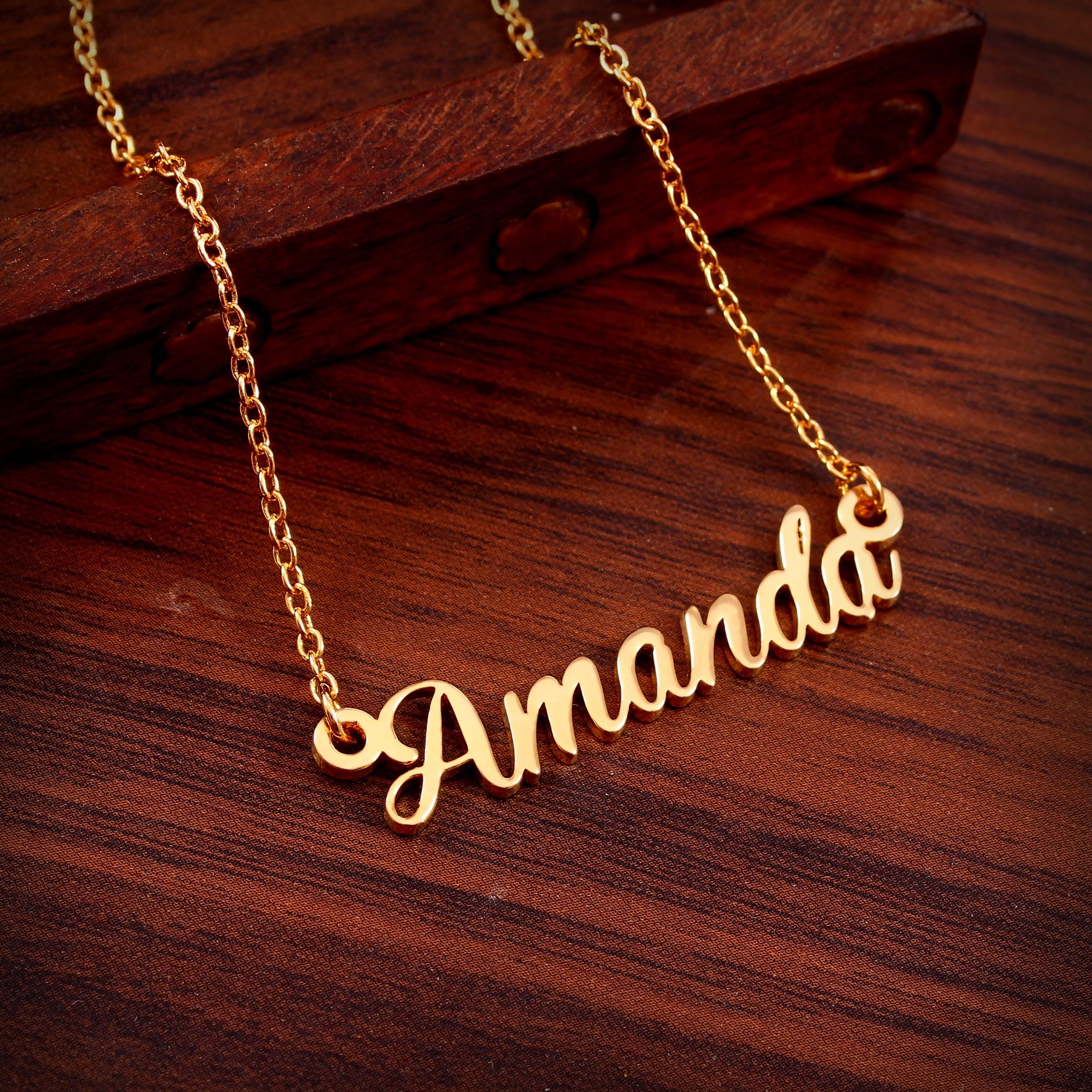Name Necklace Personalised English Name Jewelry Customized Necklace Gold 24K Gold Custom Necklace Jewelry Amanda Necklace
