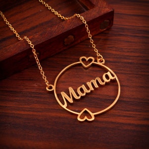 Collar de nombres, Joyería personalizada de nombre en inglés, Collar de oro personalizado, , Joyería de collar personalizada de oro de 24k, Mama Jewelry Active