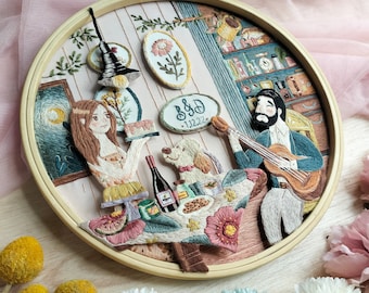 Custom 3D Embroidery Portrait, Personalized Wedding Gift