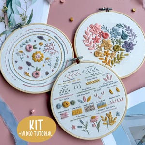 Triple Embroidery Starter Kit: Set of 3 + Video Tutorial for beginner