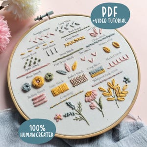 Blombroderimönster för nybörjare | PDF + videohandledning (digital nedladdning)