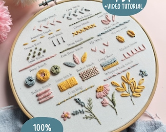 Beginner Floral Embroidery Pattern | PDF + Video Tutorial (Digital Download)