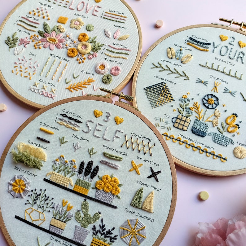 Embroidery Stitch Tutorial: Beginner-advanced Set of 3 (PDF Pattern ...