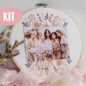 Embroidery KIT flower frame for beginner, modern, funny, + video Tutorial