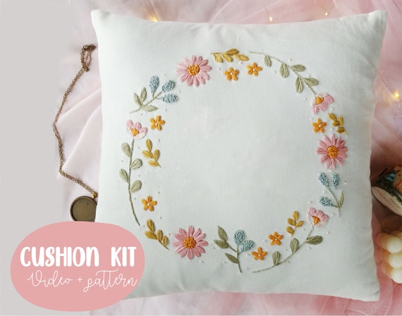 Beginner EMBROIDERY KIT Pillowcase With Beautiful Pre printed