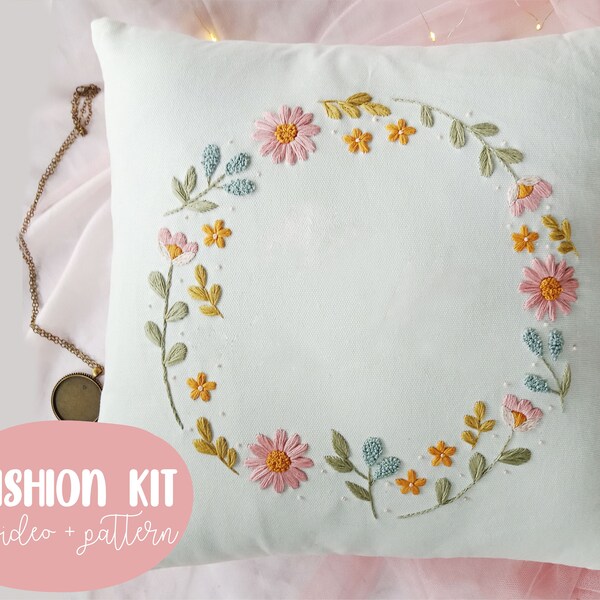 Embroidery Kit Pillow Etsy