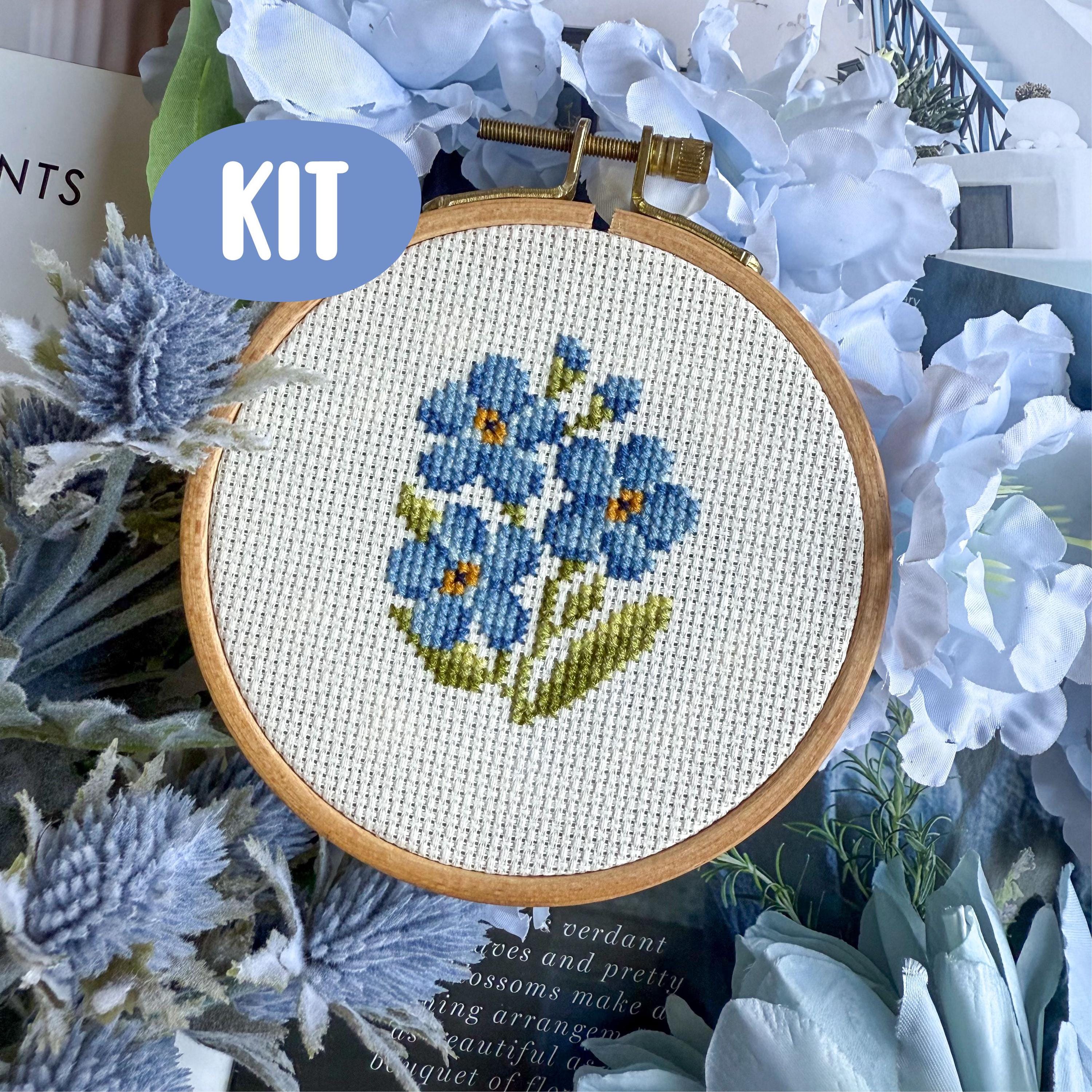 忘れな草のクロスステッチキット：初心者向け花柄DIY刺繍 - Etsy 日本