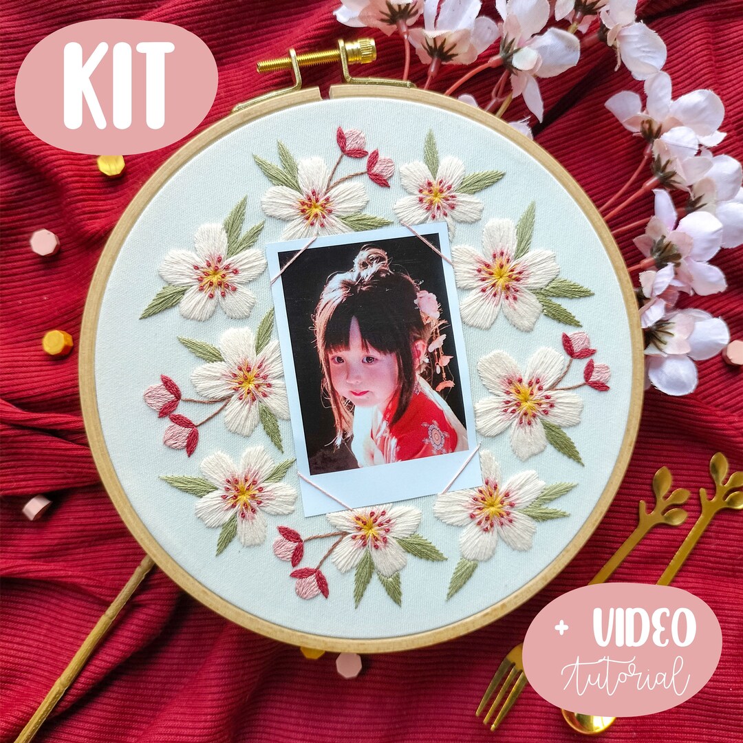 Embroidery KIT Cherry Blossom Sakura Frame for Beginner, Modern, Funny ...