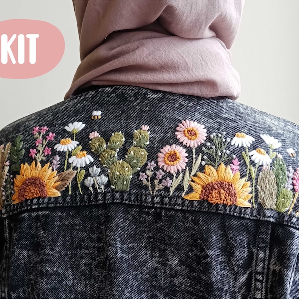 Flower Embroidery KIT for Denim jacket