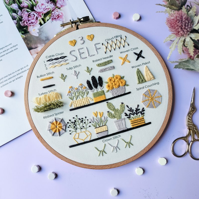 Beginner Embroidery PDF Pattern, Level 3, Basic Stitches Tutorial ...