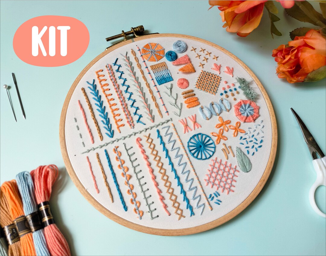Beginner & Intermediate Embroidery KIT, Dictionary Stitch, 40 Hand