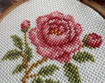 牡丹の花のクロスステッチキット：初心者向けDIY花刺繍 - Etsy 日本