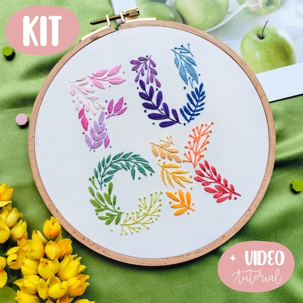 Scheiß auf die Blumen Stickerei Kit: Anfänger DIY Handwerk + Video-Tutorial