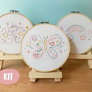 Triple Embroidery KIT for KIDS, Beginner embroidery KIT, gift, Sewing Kit, Learn To Sew, Craft Kit, Montessori, Arts and Crafts