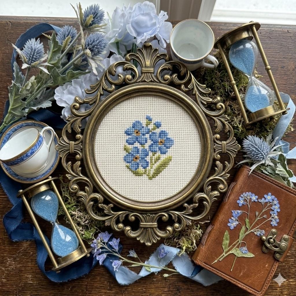 忘れな草のクロスステッチキット：初心者向け花柄DIY刺繍 - Etsy 日本