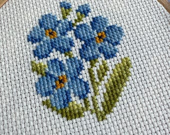 忘れな草のクロスステッチキット：初心者向け花柄DIY刺繍 - Etsy 日本