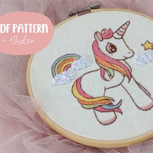 Unicorn Embroidery Pattern PDF File, Nursery, Instant Download, Modern ...