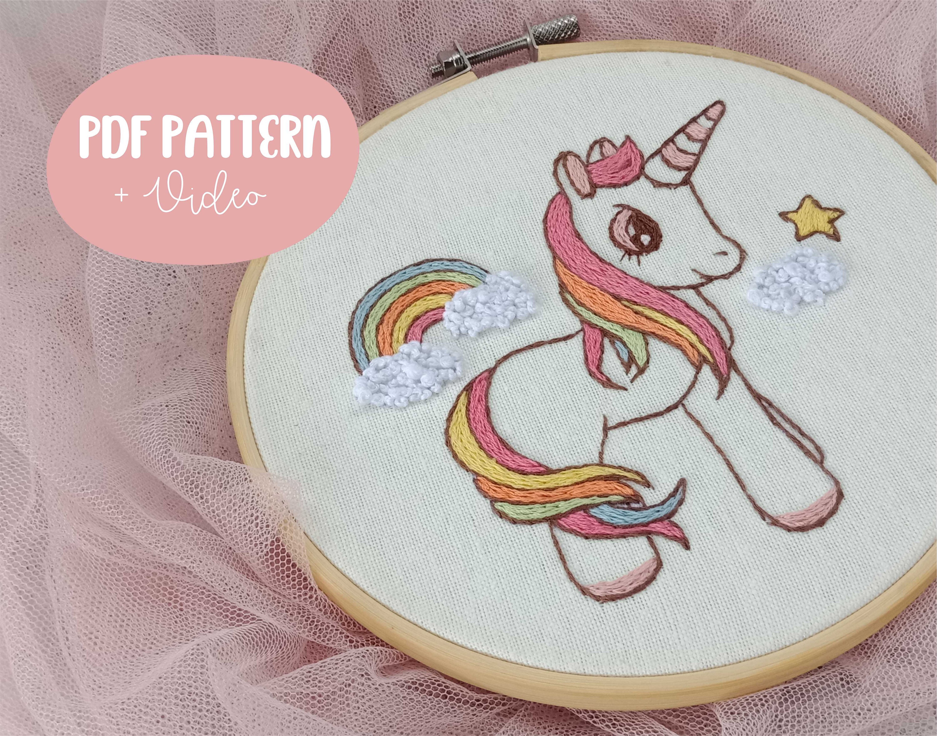 for beginner Unicorn Embroidery Pattern PDF Instant Download Digital Download