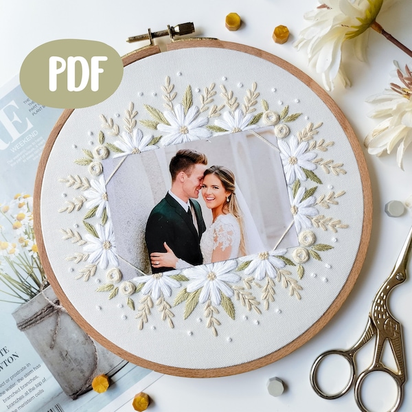 PDF Pattern Frame Romantic Flower with video tutorials for Beginner - digital download