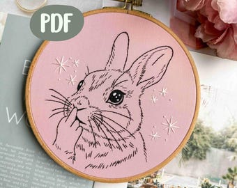 Sassy Bunny Embroidery Pattern – Middle Finger Rabbit (Digital Download)