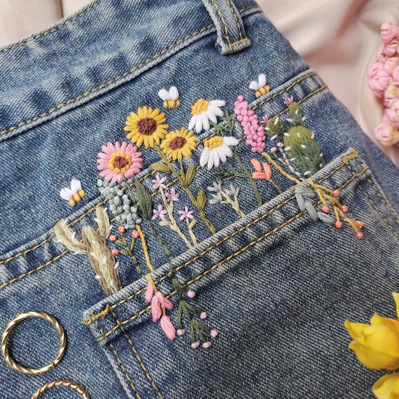 Floral Embroidery for Jeans Tutorial