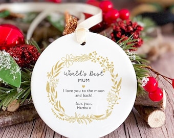 Die beste Mama der Welt Geschenk Mama Geschenk keramik verzierung Muttertag Mama Mama Geburtstagsgeschenk Liebe Sie zum Mond und zurück New Mum