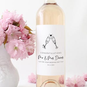 Personalised Wedding Wine Label for Bride & Groom Fun Champagne Design Wine or Prosecco Bottle Sticker Gift for Couples Friends or Family
