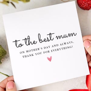 Para la mejor mamá Tarjeta del Día de la Madre Regalo de agradecimiento considerado para mamá Tarjeta de agradecimiento conmovedora para su recuerdo especial