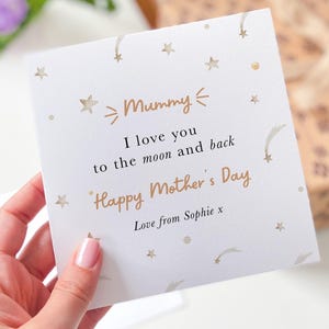 Personalisierte Muttertagskarte für Mama Ich liebe dich bis zum Mond und zurück Benutzerdefinierter Name Nachdenkliches Geschenk für Mama Herzliche Andenkenkarte New Mum