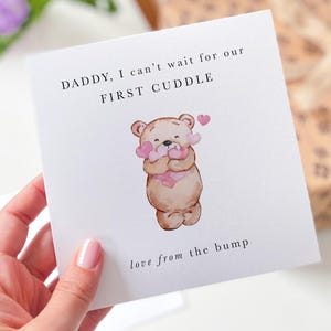 Carte pour la fête des pères papa, fils de petite fille, prénom personnalisé, doux souvenir ours, souvenir parfait pour les futurs papas