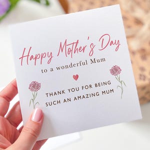 Carte de fête des mères heureuse Carte de remerciement pour mère de famille Carte de remerciement pour maman