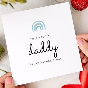 Para un papá especial Tarjeta personalizada del Día del Padre para papá Diseño de arcoíris Regalo de niño hija hijo Recuerdo Primer Día del Padre Recuerdo