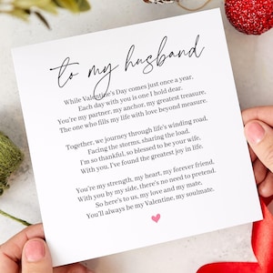 Tarjeta romántica de San Valentín para el esposo Carta de amor reflexiva Recuerdo sentimental de San Valentín para él Perfecto para parejas