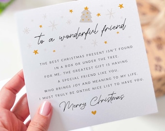 Tarjeta de Navidad para un amigo Tarjeta para un maravilloso amigo Tarjeta para tu mejor amiga Tarjetas de Navidad para ella, él, mejores amigos Eres el mejor regalo