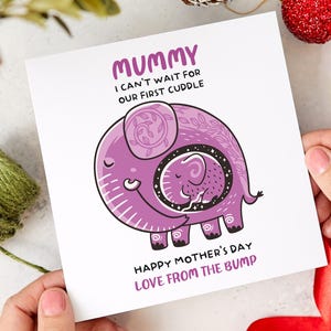 Carte future maman Carte de fête des mères from Bump éléphant mignon Carte de grossesse Première carte de fête des Mères Cadeau de future maman Carte de baby shower