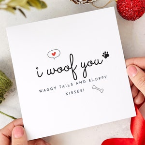 Niedliche Valentinstag Karte für Hundebesitzer I Wuff You Niedliche Grußkarte für Tierbesitzer Hundeliebhaber Romantisches Geschenk Lustige Hunde Liebeskarte