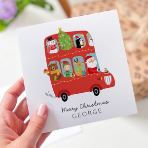Biglietto di Natale personalizzato per bambini Babbo Natale albero di Natale renna carta regalo per bambini figlio figlia nipote nipote nipote nipote