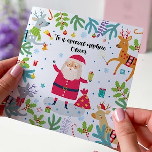 Per un nipote speciale Biglietto di Natale per bambini Babbo Natale Biglietto regalo di Natale personalizzato per nipote Il primo Natale da mio nipote