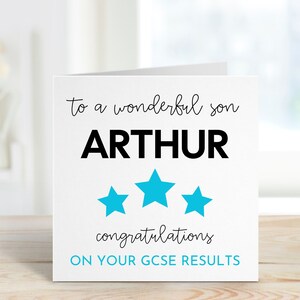 GCSE Prüfungsergebniskarte für Sohn Personalisierte Glückwunschkarte mit Namen zu einer wundervollen Sohn-Abschluss-Geschenkkarte für ihn von Mama Papa