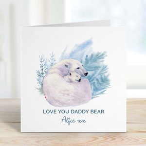 Daddy bear card Personalised Dad's birthday Father's Day card with name Card for Daddy Dada Papa Daddy bear and baby bear