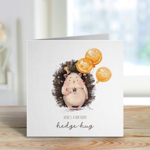 Biglietto d'auguri carino Ecco un compleanno riccio palloncini per la migliore amica migliore amica nipote figlio figlia fidanzato fidanzata mamma papà carta regalo