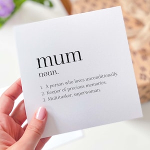 Karte für Mama Definition Wörterbuch Zitat Mama Geburtstag Muttertagskarte Geschenkkarte für Mama Danke Mama Karte für sie