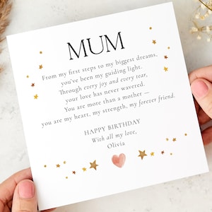 Geburtstagskarte für Mama mit Ihrem Namen, herzliches Gedicht, Andenken, besonderes Geschenk von Tochter Sohn, um den Geburtstag ihrer besonderen Tag Mama zu feiern